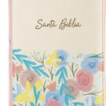 BIBLIA RV60 FLOR CREMA CON INDICE Y CIERRE TAMAÑO MANUAL