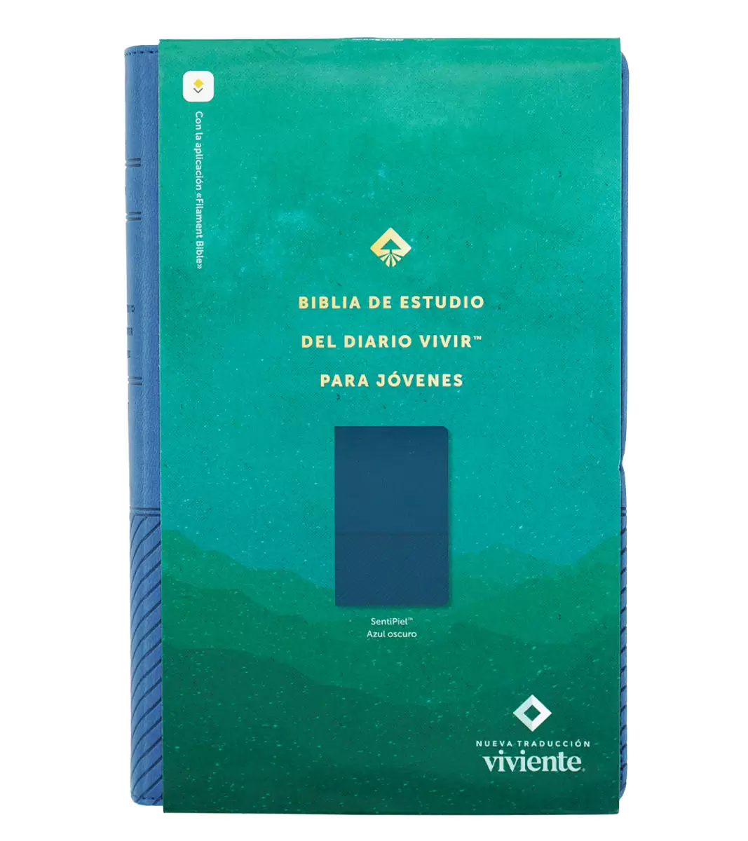 DV PIEL JOV AZUL BIBLIA NTV DE ESTUDIO DEL DIARIO VIVIR PARA JOVENES PIEL AZUL FILO PLATEADO CON FILAMENT - Imagen 1