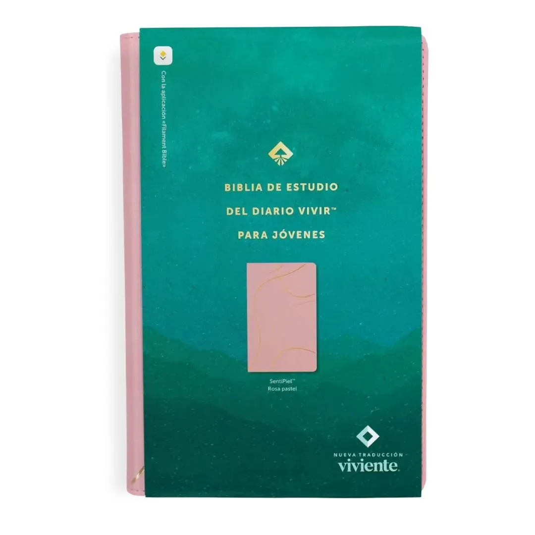 DV PIEL JOV ROSA BIBLIA NTV DE ESTUDIO DEL DIARIO VIVIR PARA JOVENES PIEL ROSA FILO DORADO CON FILAMENT - Imagen 1