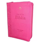 BIBLIA RVR60 035 FUCSIA FLORAL CON CIERRE TAMAÑO PORTATIL
