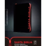 BIBLIA NTV EDICION COMPACTA PIEL NEGRO CARMESI CON CIERRE