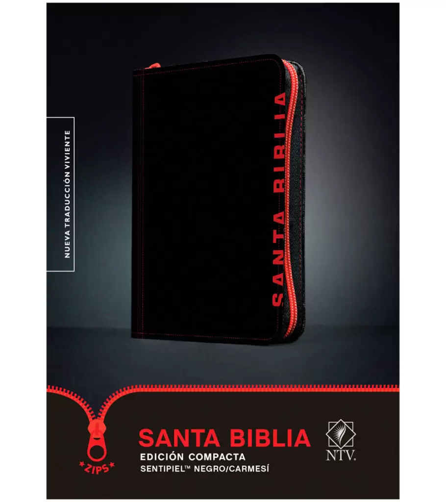 GO RSTI -2 BIBLIA NTV EDICION COMPACTA PIEL NEGRO CARMESI CON CIERRE - Imagen 1