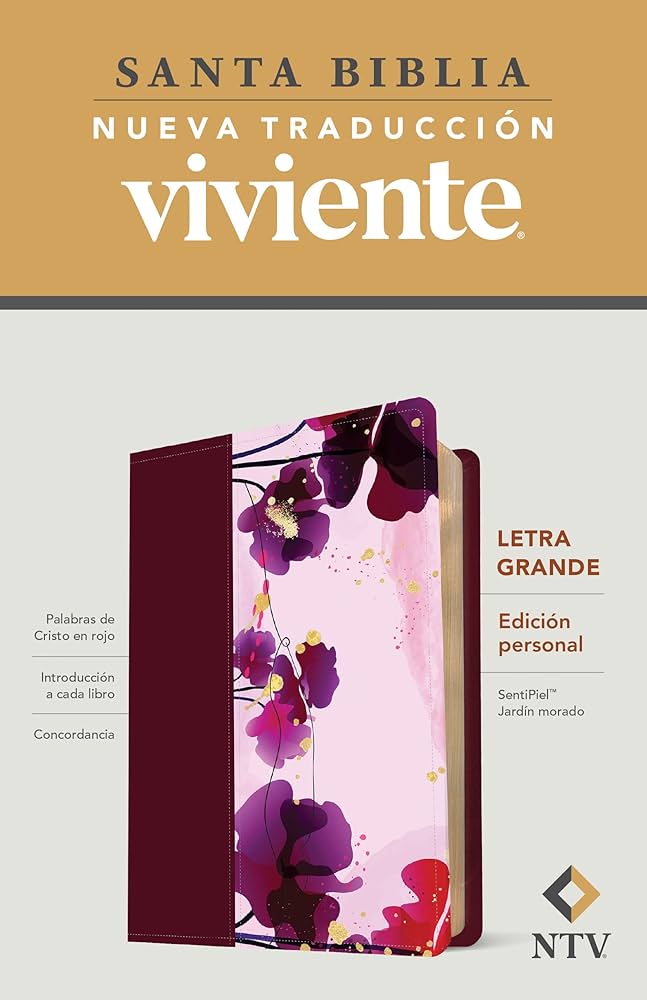 JARDIN MORA LG BIBLIA NTV EDICION PERSONAL LETRA GRANDE PIEL JARDIN MORADO FILO DORADO - Imagen 1