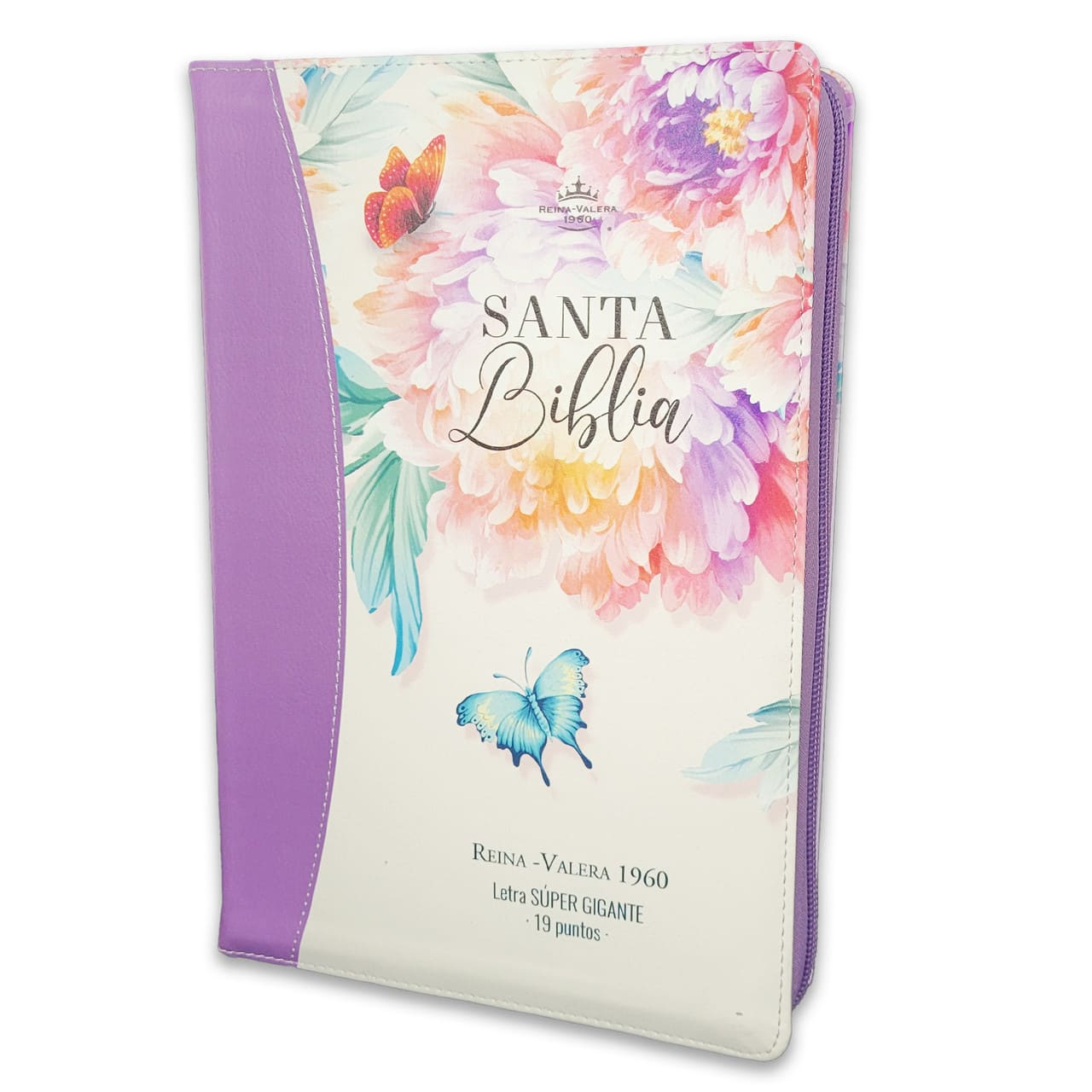 LILA JARDIN BIBLIA RV60 JARDIN LILA LETRA SUPER GIGANTE CON INDICE Y CIERRE TAMAÑO GRANDE - Imagen 1