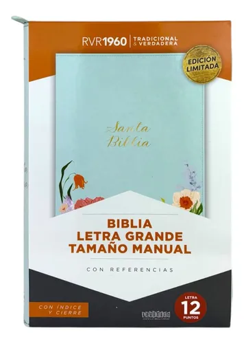 MENTA 4 BIBLIA RV60 FLOR MENTA CON INDICE Y CIERRE TAMAÑO MANUAL - Imagen 1
