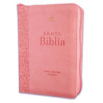 BIBLIA RVR60 035 ROSA FLORAL CON CIERRE TAMAÑO PORTATIL
