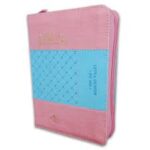 BIBLIA RVR60 035 BICOLOR ROSA AZUL CON INDICE Y CIERRE TAMAÑO PORTATIL