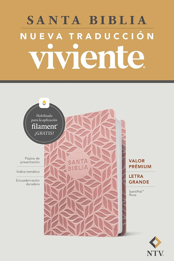 ROSA PREMIUM BIBLIA NTV ULTRAFINA LETRA GRANDE SENTIPIEL ROSA FILO BLANCO CON FILAMENT - Imagen 1