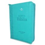 BIBLIA RVR60 035 TURQUESA FLORAL CON CIERRE TAMAÑO PORTATIL