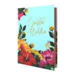 BIBLIA DE APUNTES EDICION ARTISTICA RVR60 FLOR CELESTE TAPA DURA TELA TAMAÑO MANUAL