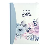 BIBLIA RVR60 045 PRIMAVERA AZUL CON CIERRE TAMAÑO PORTATIL