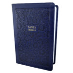 BIBLIA RVR60 FLOR AZUL FILO BLANCO TAMAÑO MANUAL