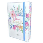 BIBLIA RVR60 065 CELESTE FLORAL TAPA DURA CON ELASTICO TAMAÑO MANUAL