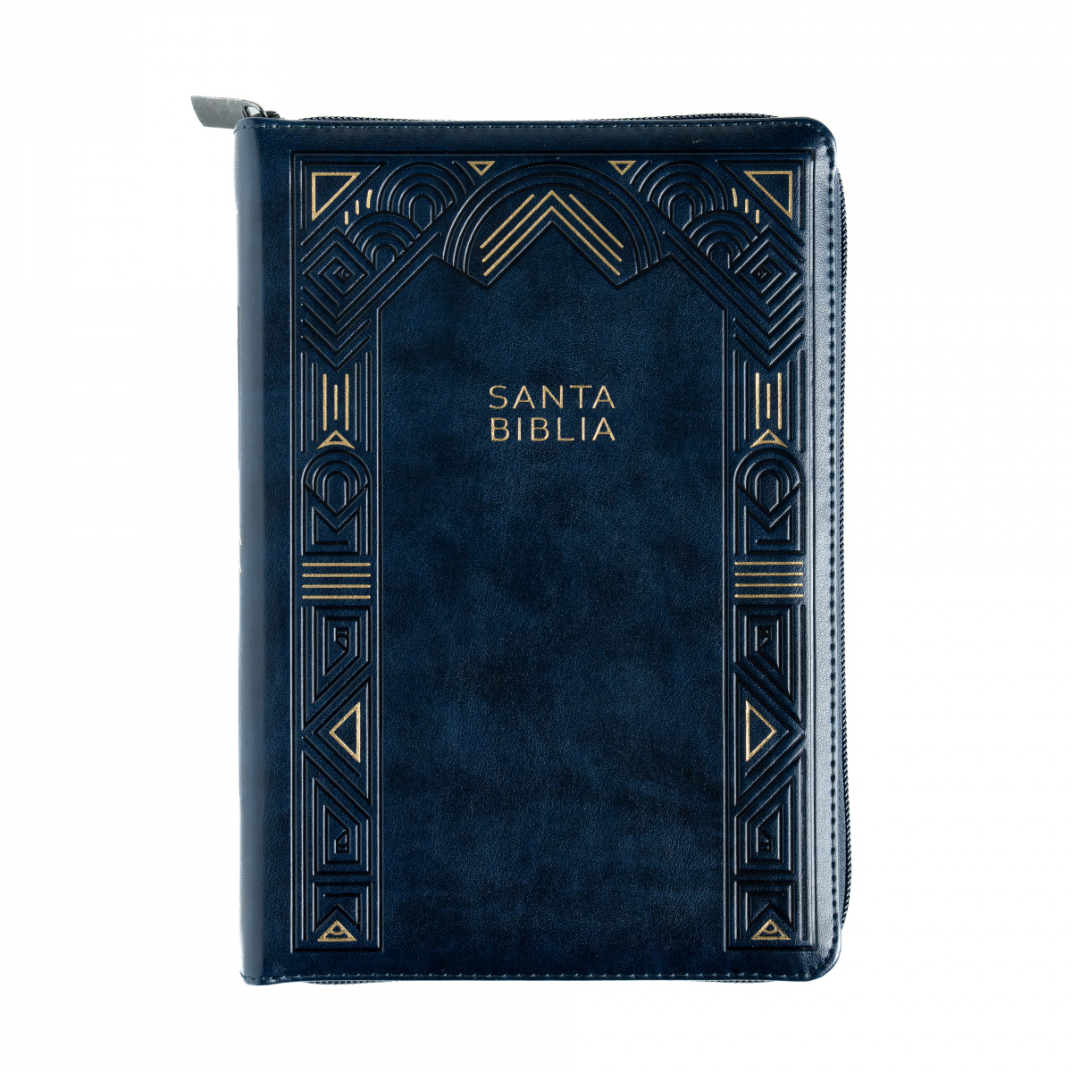 CREMA BIBLIA RVR60 SIMIL PIEL CUADROS AZUL CON INDICE Y CIERRE TAMAÑO MANUAL - Imagen 1