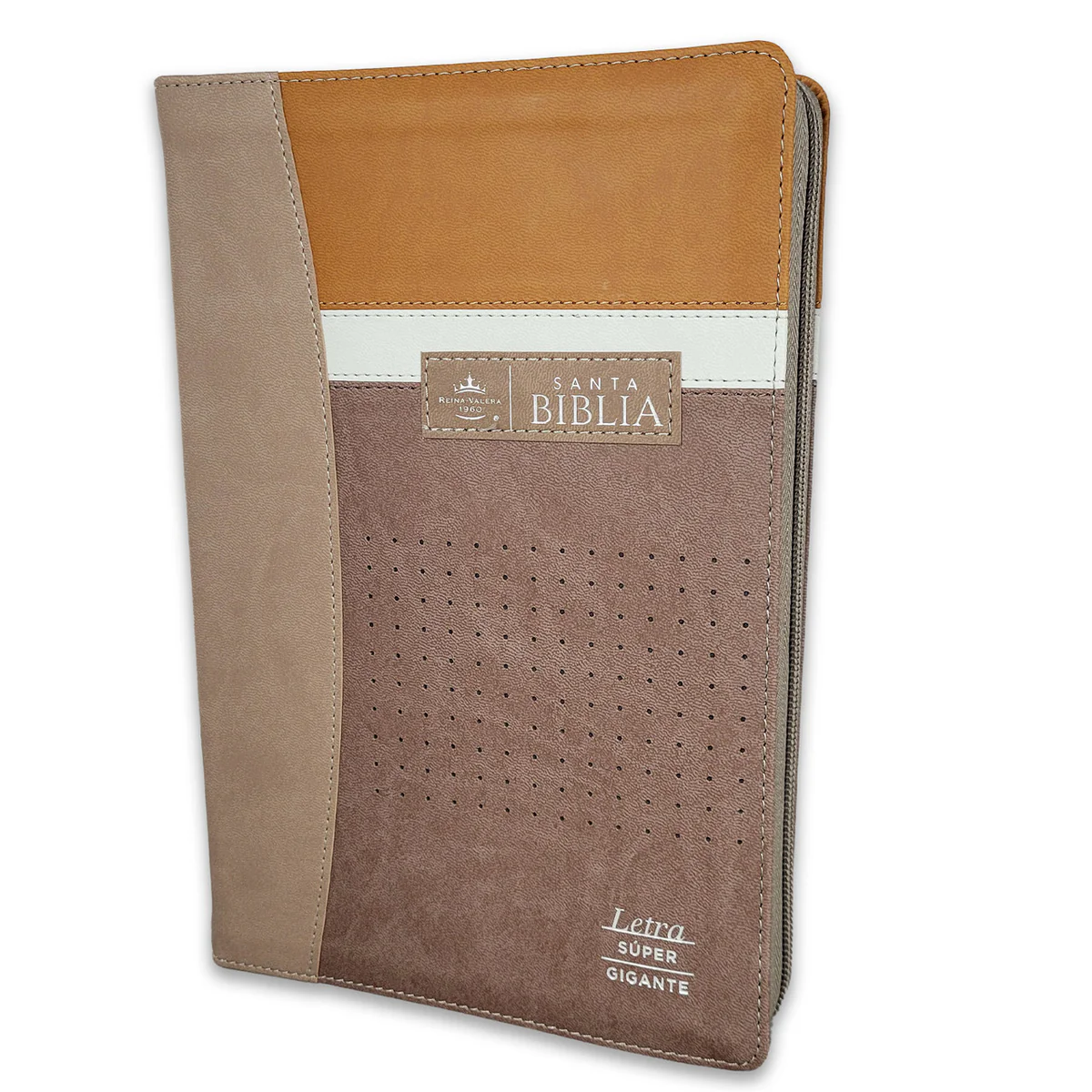 DUOMARRON BIBLIA RVR60 088 TECH MARRON/BEIGE CON INDICE Y CIERRE TAMAÑO GRANDE - Imagen 1