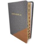 BIBLIA RVR60 GRIS SIMIL PIEL CON INDICE TAMAÑO MANUAL