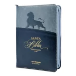 BIBLIA RV60 045 LEON GRIS CON INDICE Y CIERRE TAMAÑO PORTATIL