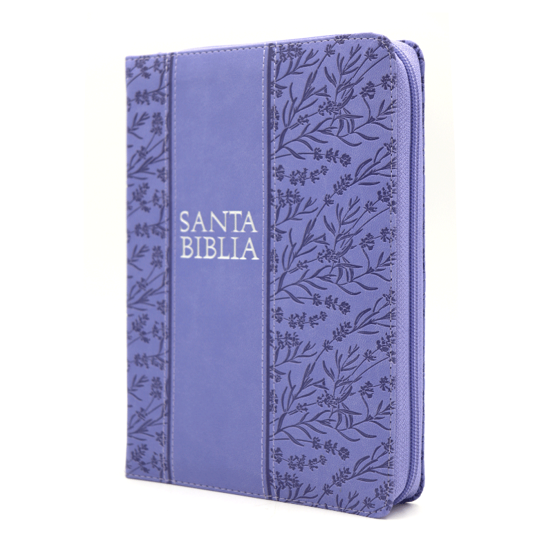 LILA4 BIBLIA RVR60 SIMIL PIEL FLORES LILA CON INDICE Y CIERRE TAMAÑO MANUAL - Imagen 1