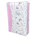 BIBLIA RVR60 045 MARIPOSAS ROSA CON INDICE Y CIERRE TAMAÑO PORTATIL