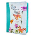 BIBLIA RVR60 045 MARIPOSA TURQUESA CON INDICE Y CIERRE TAMAÑO PORTATIL