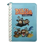 BIBLIA RVR60 025 MI GRAN VIAJE NIÑOS CELESTE CON CIERRE TAMAÑO BOLSILLO