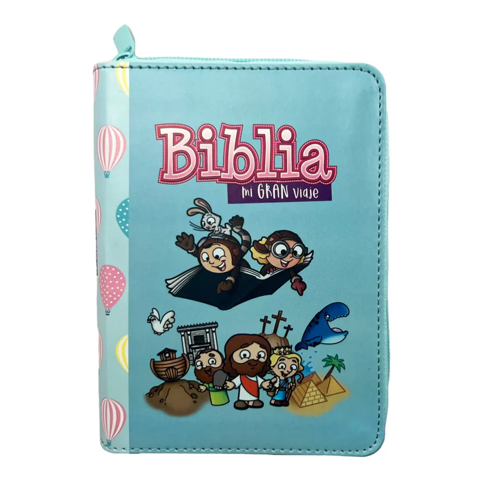 MGV TURQ BIBLIA RVR60 025 MI GRAN VIAJE NIÑAS VERDEAQUA CON CIERRE TAMAÑO BOLSILLO - Imagen 1