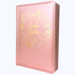 BIBLIA RVR60 SIMIL PIEL FLOR ORO ROSA CON INDICE Y CIERRE TAMAÑO MANUAL