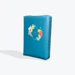 BIBLIA RVR60 FLORAL TURQUESA CON INDICE Y CIERRE TAMAÑO MANUAL